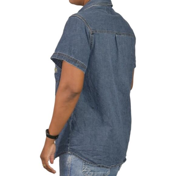 Vintage Harley Davidson Denim Shirt Blue Logo Patch Motorcycles Bike Size Medium - Picture 13 of 15